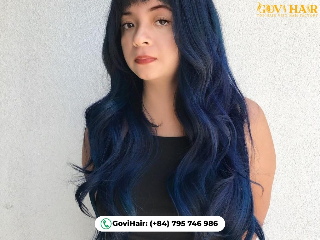 Long Layered Navy Hair adds depth with flowing navy layers