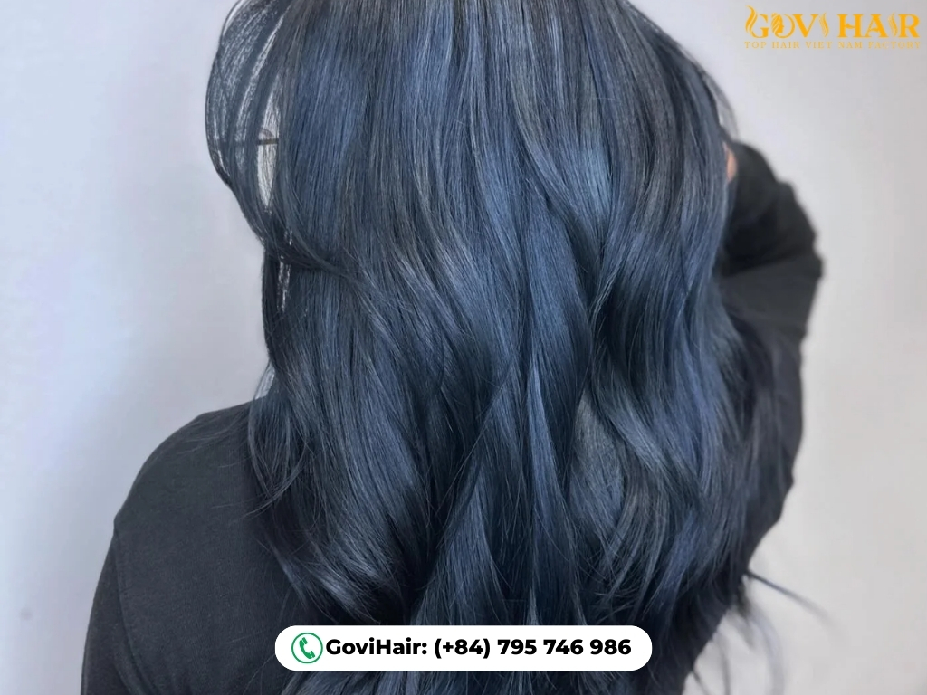 Navy Blue Gray Hair blends steel grey with midnight blue