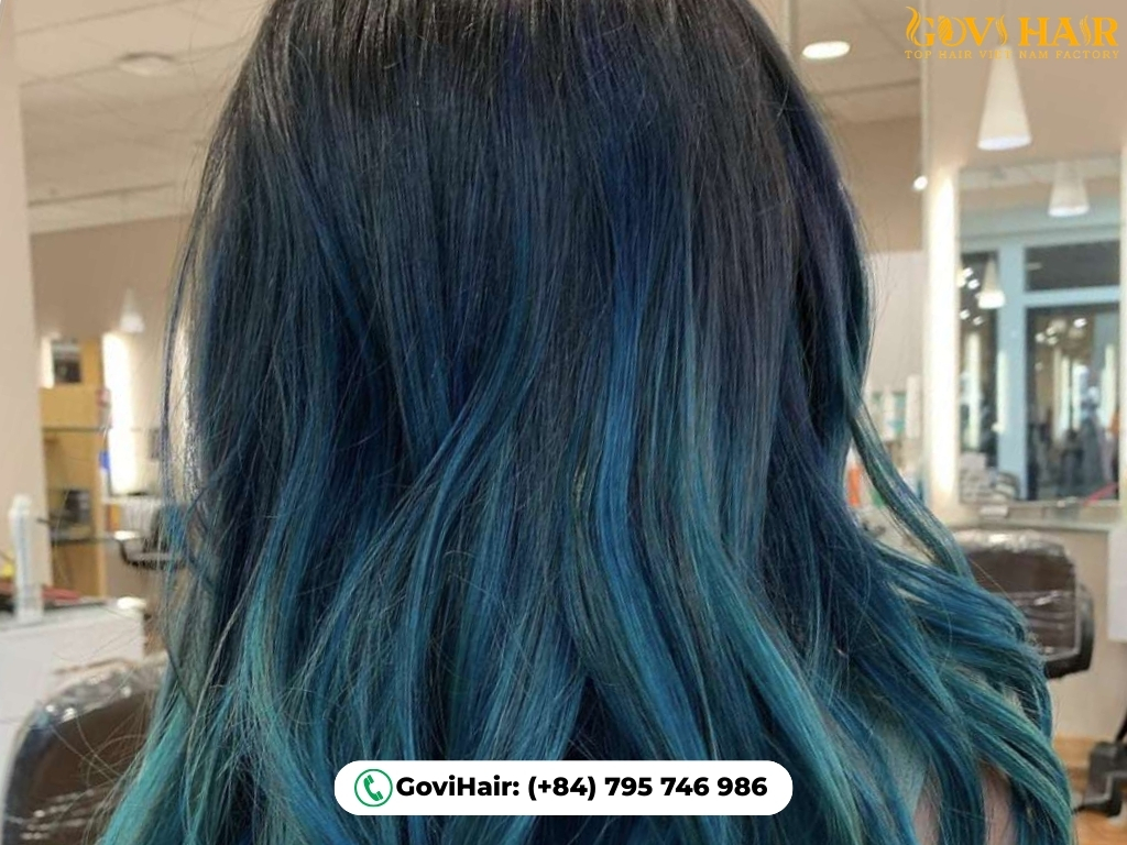 Navy Blue Teal Highlights creates a fresh, mermaid-inspired look