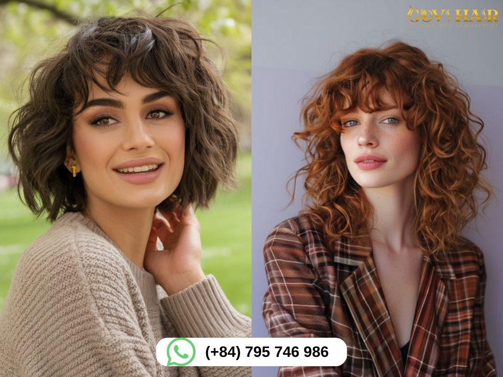 Curly Curtain Bangs Short Hair