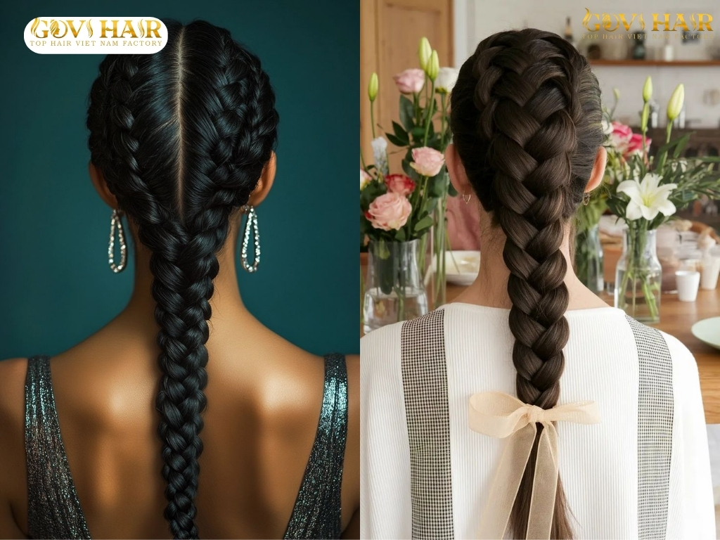Neat and polished Dutch braids create a sleek and elegant look.