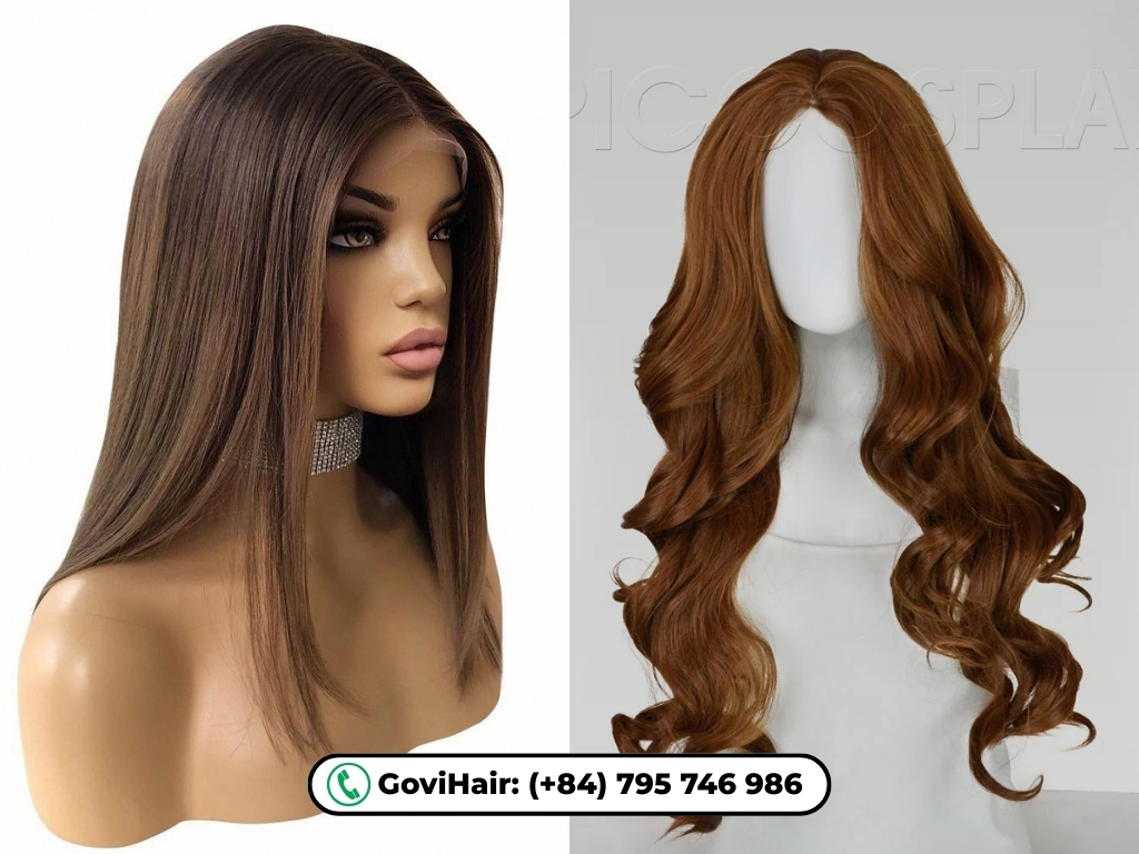 Medium brown and light brown hair wig