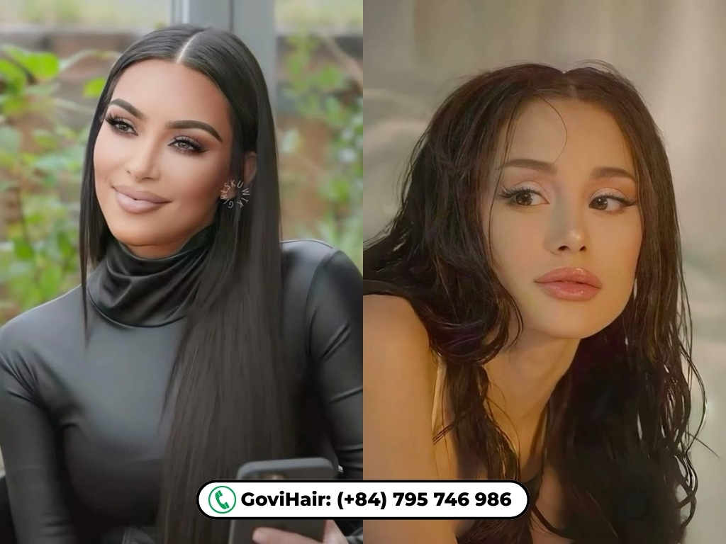 Kim Kardashian and Ariana Grande hair color
