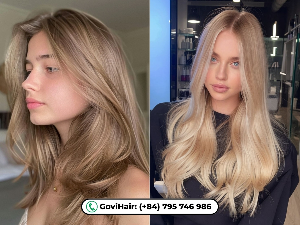 Medium blonde and light blonde