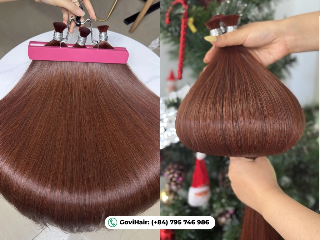 Trying premium auburn hair color make from 100% human hair by Govihair