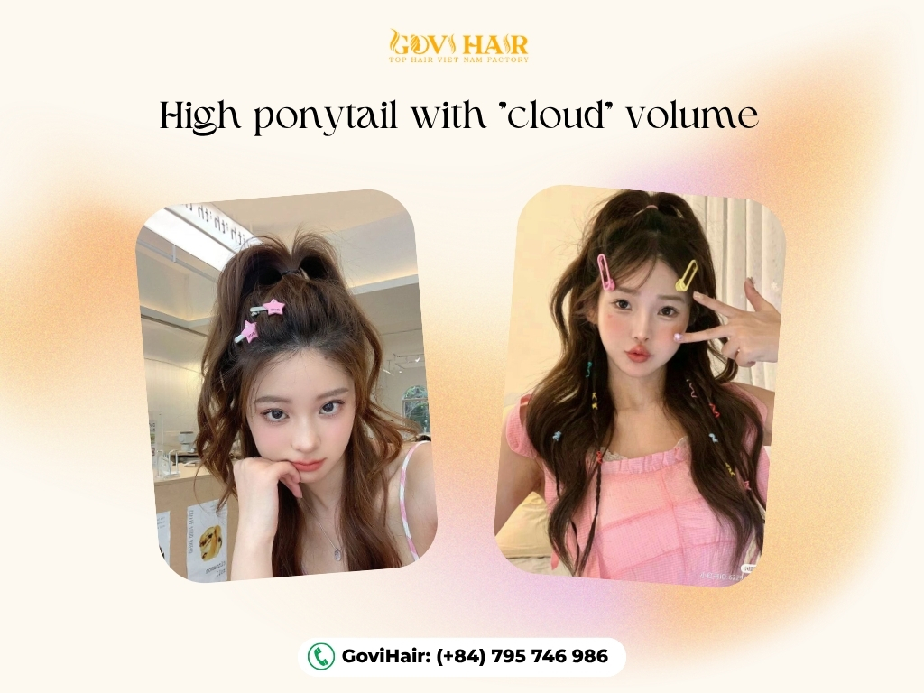 A high ponytail with cloud volume creates a soft, full look that feels elegant and eye-catching.