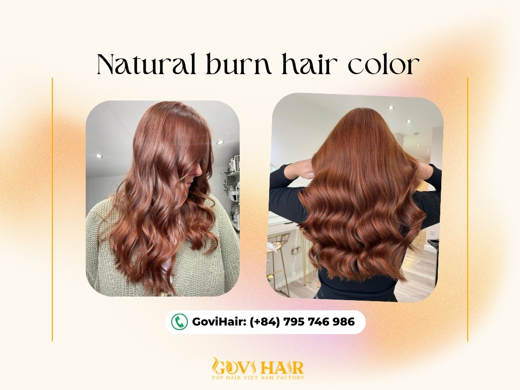 Natural auburn hair color is a blend of rich red and brown tones.