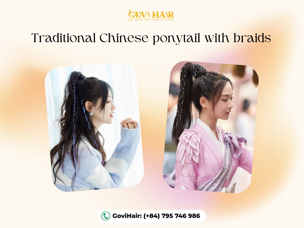 This ponytail hairstyle combines multiple micro-braids with metallic accents for a 'warrior-princess' vibe.