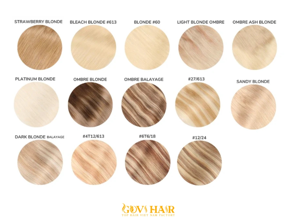 Blond hair color chart with detailed number.