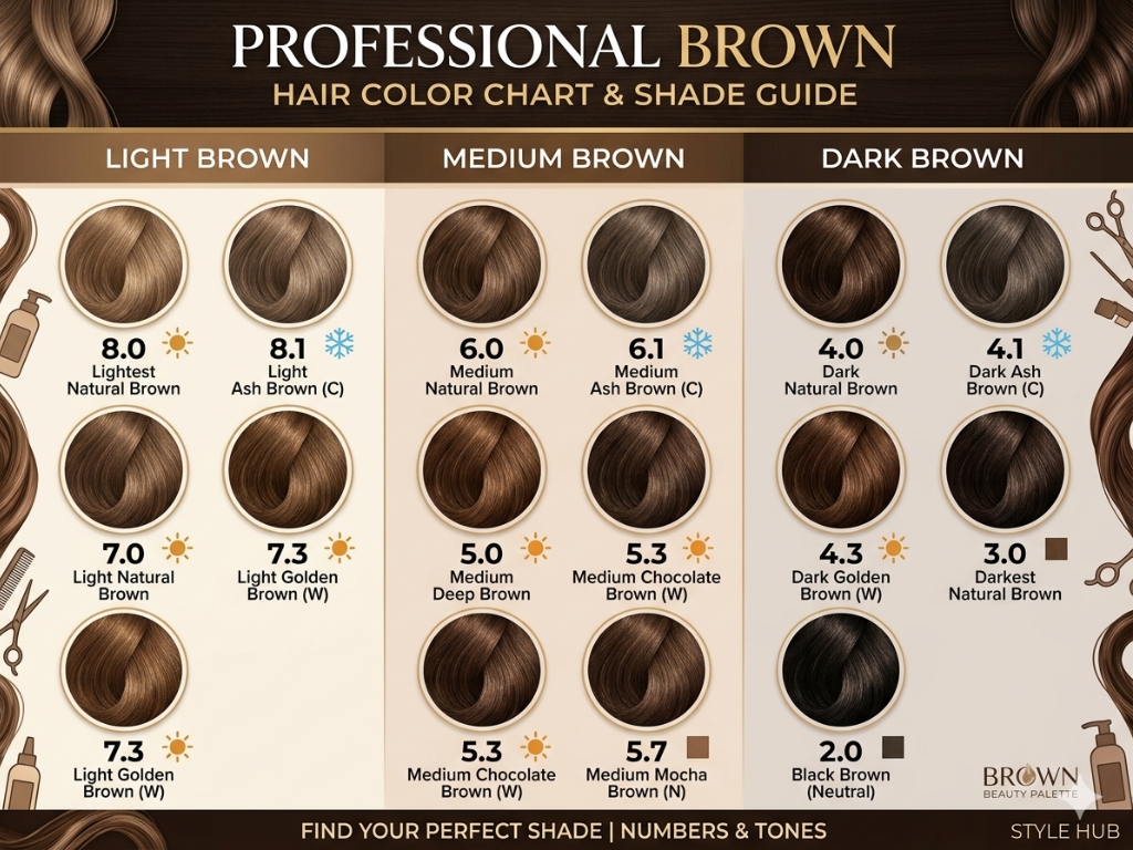 Brown hair color chart.