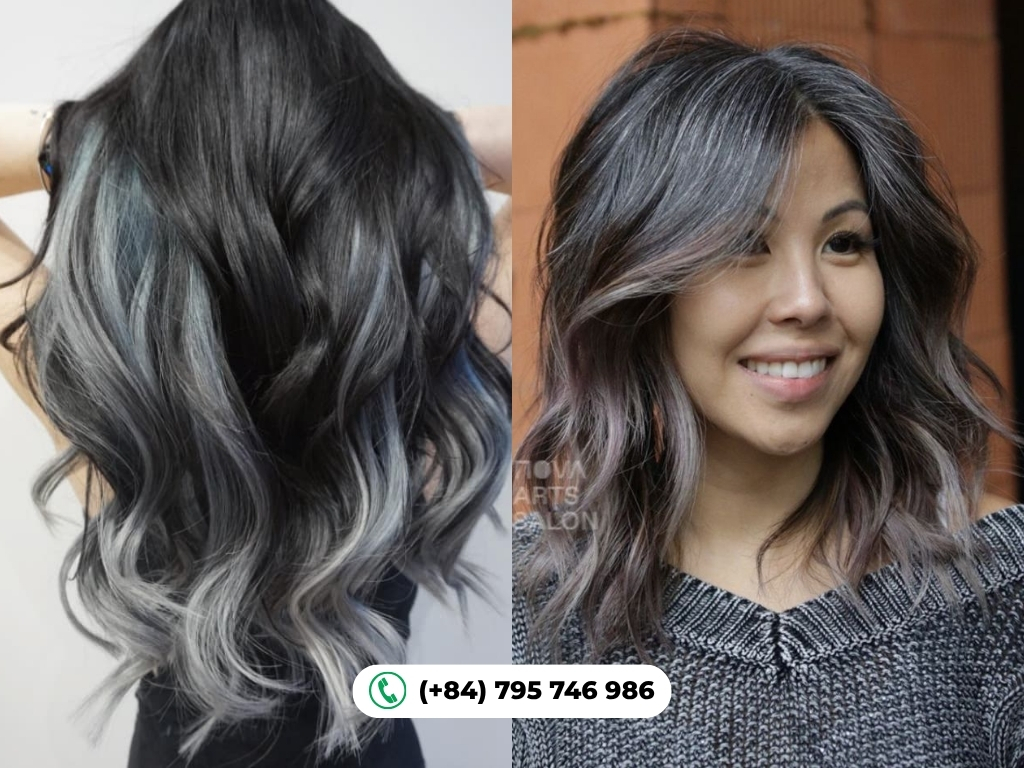 Charcoal grey hair color provides deeper coverage for stubborn greys