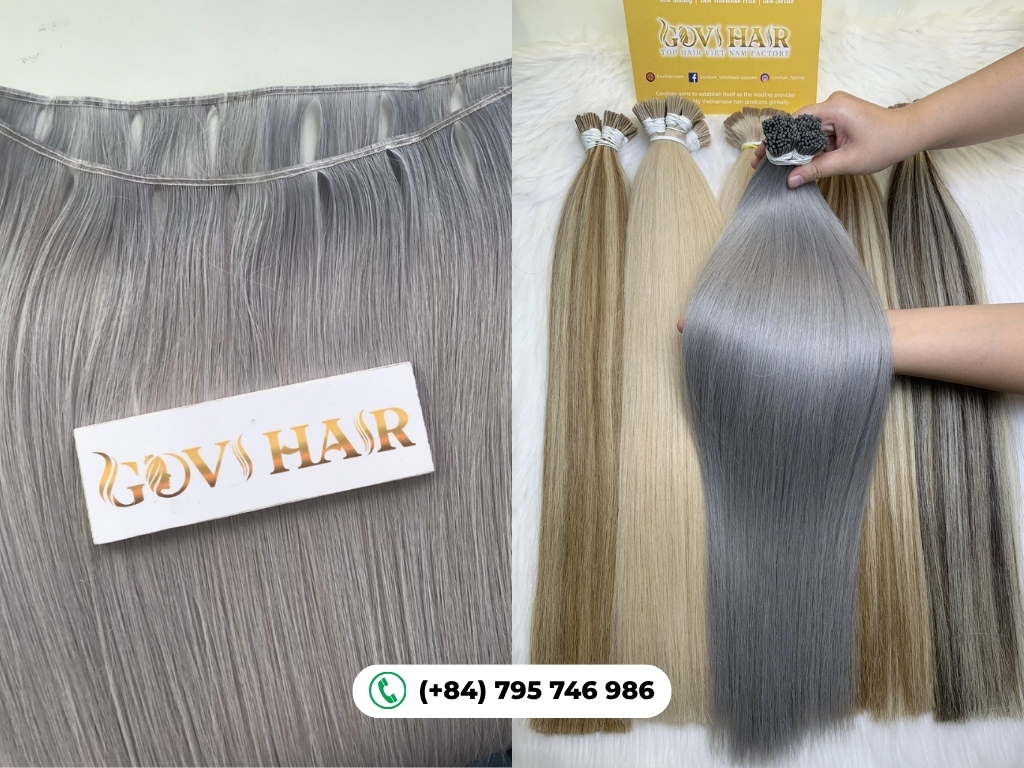 premium grey hair color from Govihair shop high-quality Vietnamese hair