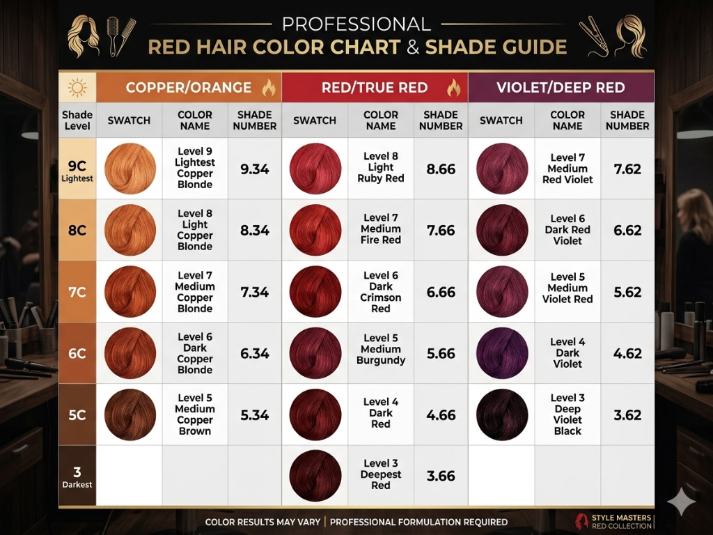 Red color chart for bright look.