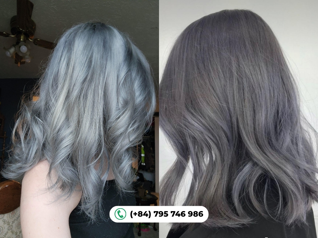 Slate grey hair color offers a deep, matte finish between silver and charcoal