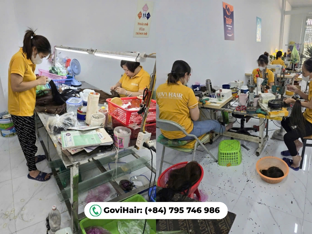 The Vietnamese hair sorting process ensures strands are carefully organized by length, texture, and quality