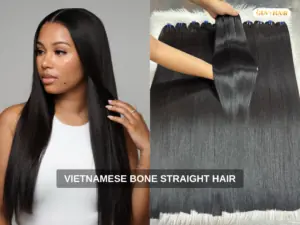 Vietnamese bone straight hair bundle showing sleek, natural shine