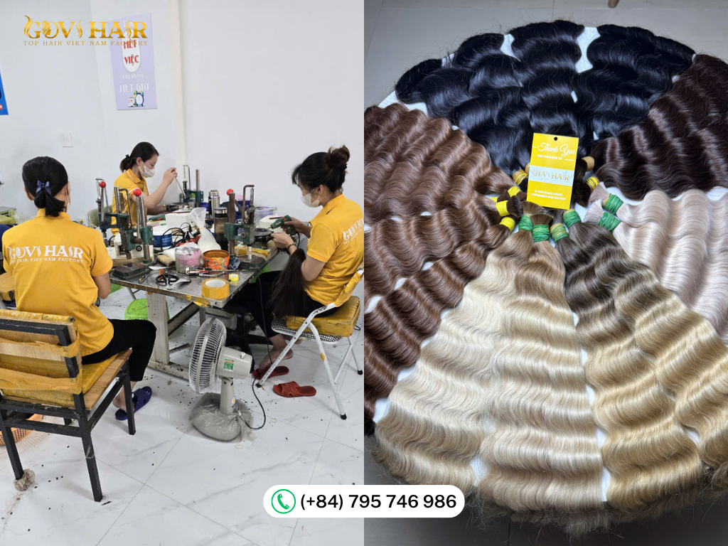 Govihair raw hair factory workshop in Da Nang