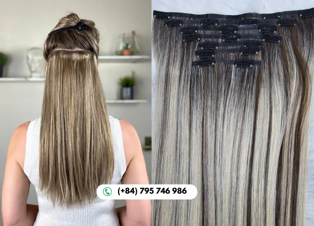 Natural clip in hair extensions for daily and event styling