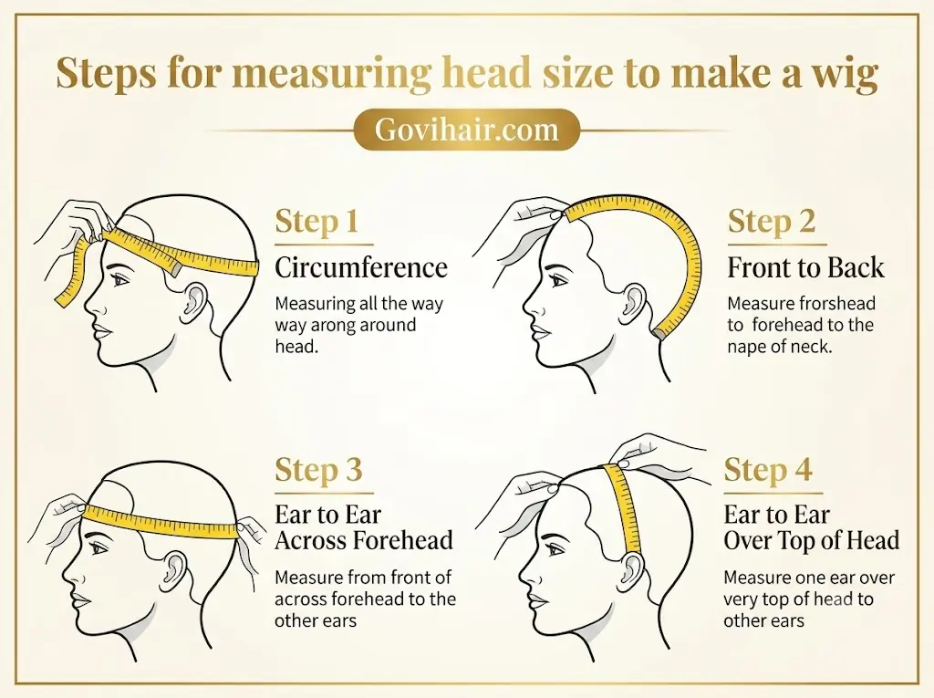How to measure head size for a Vietnamese human hair wig