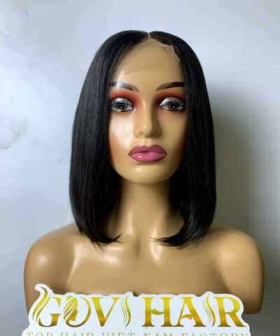 Short Bob Wig 2x6 HD Lace Closure 10 Inch Silky Straight Natural Black 5 Short bob wig 2x6 closure front view