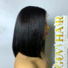 Short Bob Wig 2x6 HD Lace Closure 10 Inch Silky Straight Natural Black 8 Short bob wig 10 inch side view