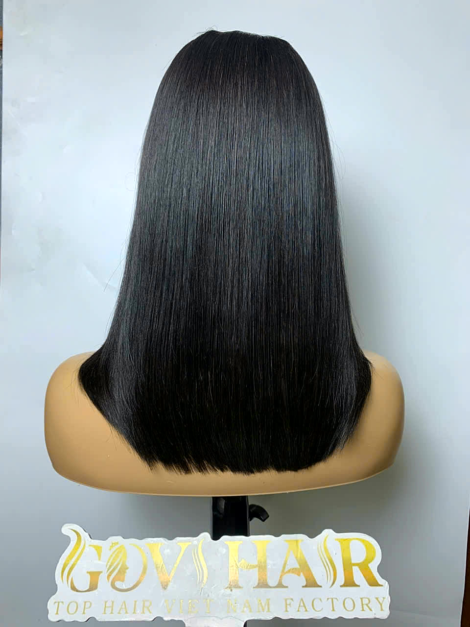 Black Bob Wig 2x6 HD Lace Closure 12 Inch Silky Straight Raw Human Hair 4 Black bob wig 12 inch back view