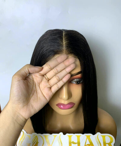 Black Bob Wig 2x6 HD Lace Closure 12 Inch Silky Straight Raw Human Hair 6 Black bob wig silky straight hand held