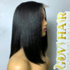 Black Bob Wig 2x6 HD Lace Closure 12 Inch Silky Straight Raw Human Hair 8 Black bob wig 12 inch side view