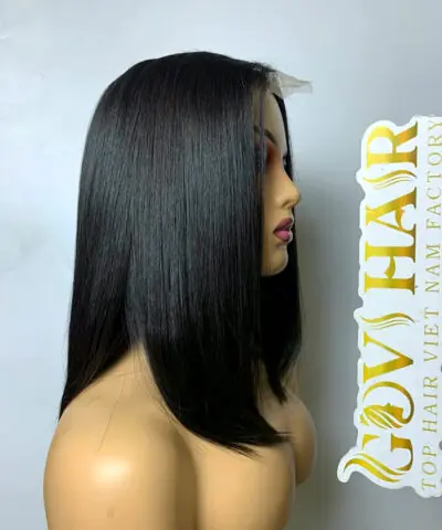 Black bob wig 12 inch side view