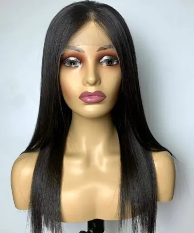 Full lace human hair wig natural black front