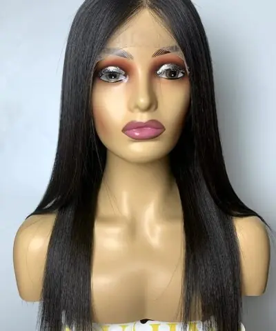 Straight full lace human hair wig middle part