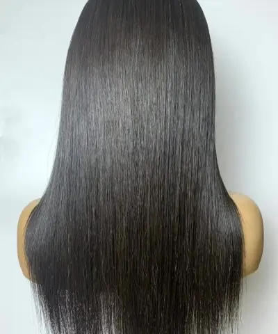 Full lace human hair wig straight back view