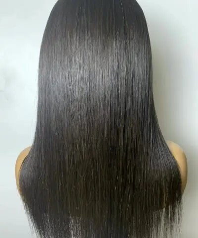 Natural black full lace wig back length
