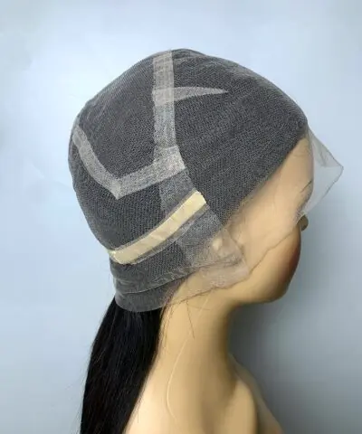 Full lace human hair wig cap side view