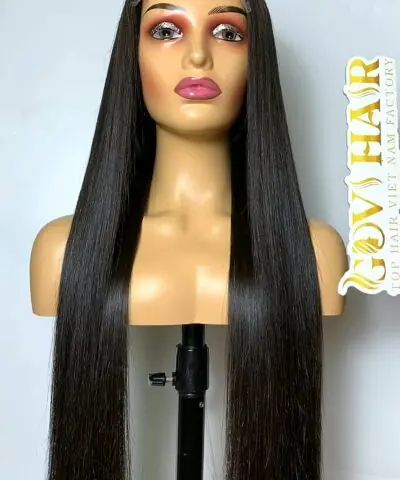 28 Inch Wig 5x5 HD Lace Closure Bone Straight Natural Black Virgin Hair 6 28 inch wig bone straight front view