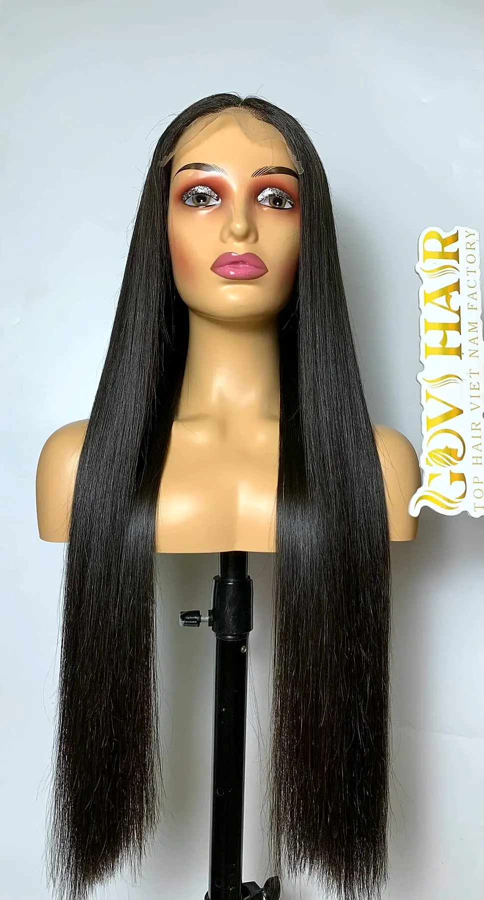 28 Inch Wig 5x5 HD Lace Closure Bone Straight Natural Black Virgin Hair 3 28 inch wig bone straight front view