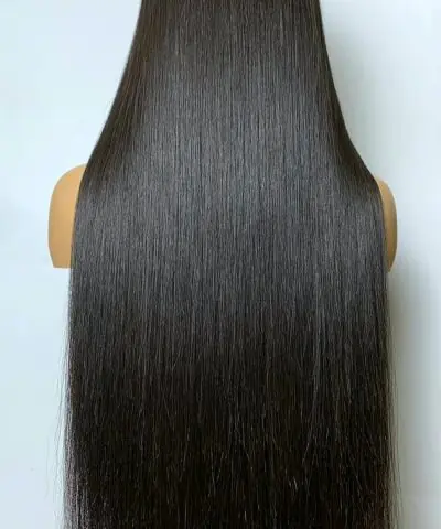 28 Inch Wig 5x5 HD Lace Closure Bone Straight Natural Black Virgin Hair 7 28 inch wig natural black back view