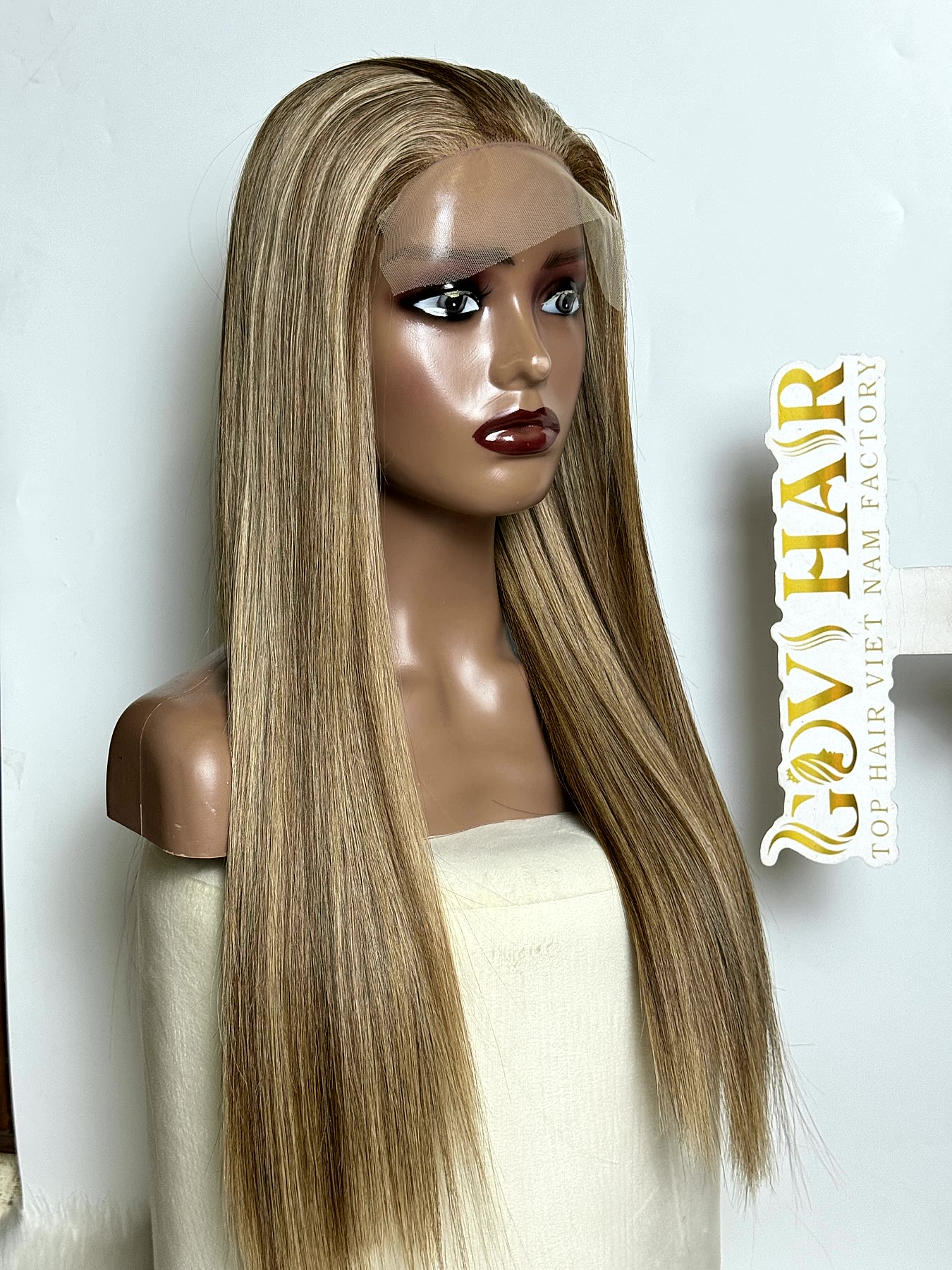 5x5 Closure Wig Swiss HD Lace 20 Inch #20 Silky Straight Human Hair 1 5x5 closure wig 20 colour side view