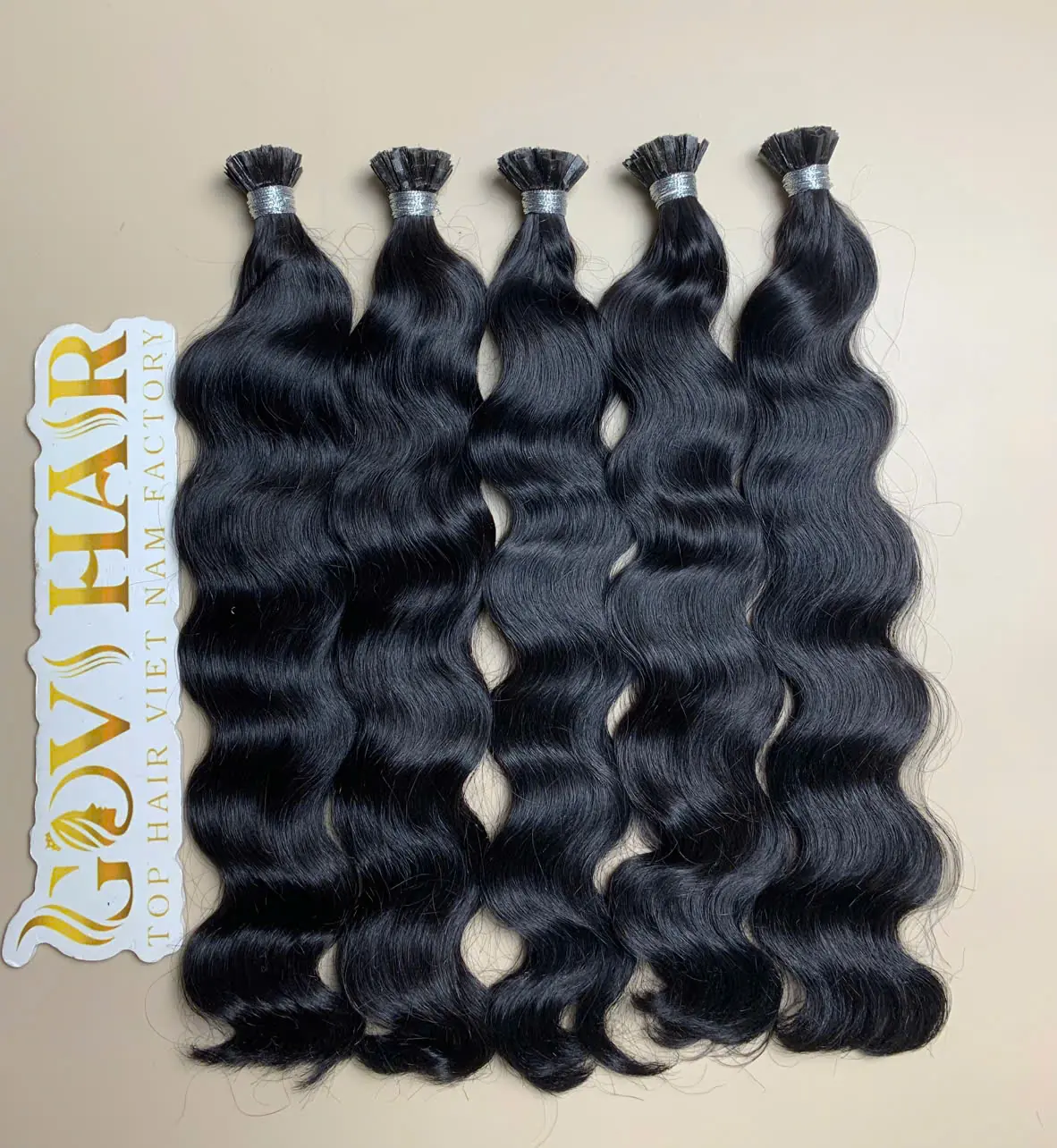 20 Inch Natural Wave #1 Jet Black Color V Tip (K Tip) Hair Extensions Raw Hair 1 v tip hair extensions natural black raw vietnamese hair 20 inch