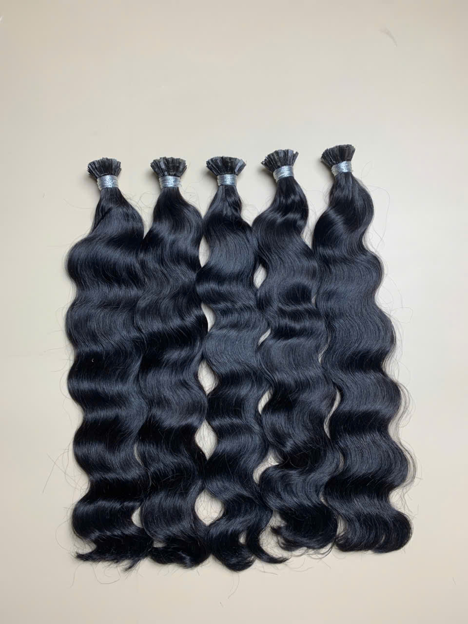20 Inch Natural Wave #1 Jet Black Color V Tip (K Tip) Hair Extensions Raw Hair 4 v tip hair extensions natural black raw vietnamese hair 20 inch