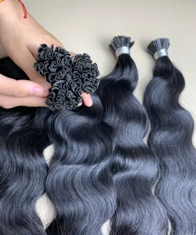 20 Inch Natural Wave #1 Jet Black Color V Tip (K Tip) Hair Extensions Raw Hair 6 v tip hair extensions natural black raw vietnamese hair 20 inch