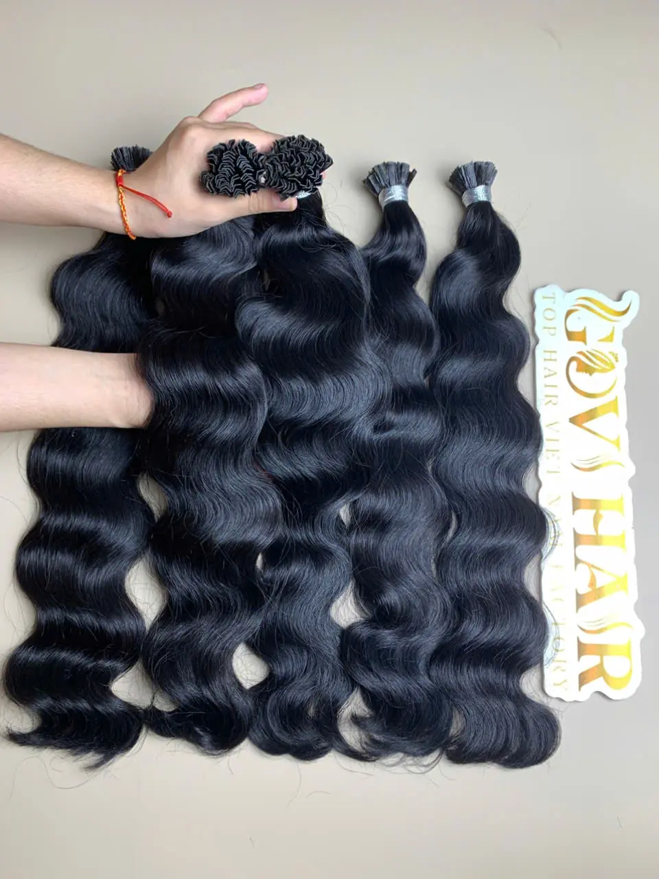20 Inch Natural Wave #1 Jet Black Color V Tip (K Tip) Hair Extensions Raw Hair 2 v tip hair extensions natural black raw vietnamese hair 20 inch