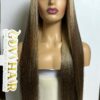 Blonde Ombre Wig 5x5 Closure 28 Inch Bone Straight Human Hair 5 Blonde ombre wig 28 inch front view