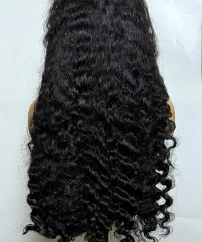 Curly Human Hair Wig 6x6 HD Closure 28 Inch Deep Curly Jet Black #1 6 Curly human hair wig 28 inch back view