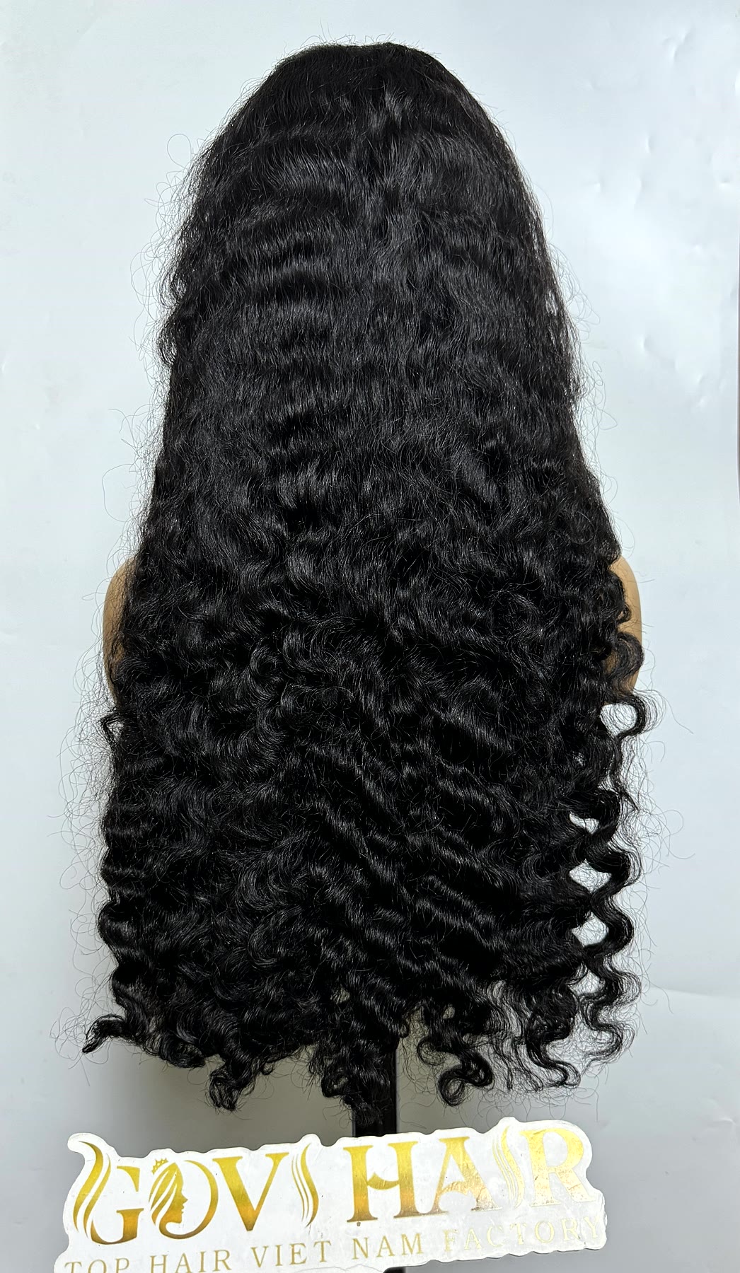 Curly Human Hair Wig 6x6 HD Closure 28 Inch Deep Curly Jet Black #1 3 Curly human hair wig 28 inch back view