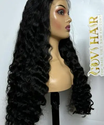 Curly human hair wig 6x6 closure side profile