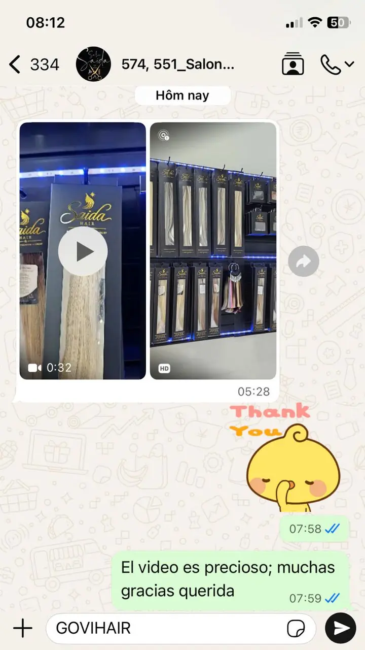 Home 158 Govihair customer feedback from Saida Salon showing hair extensions display