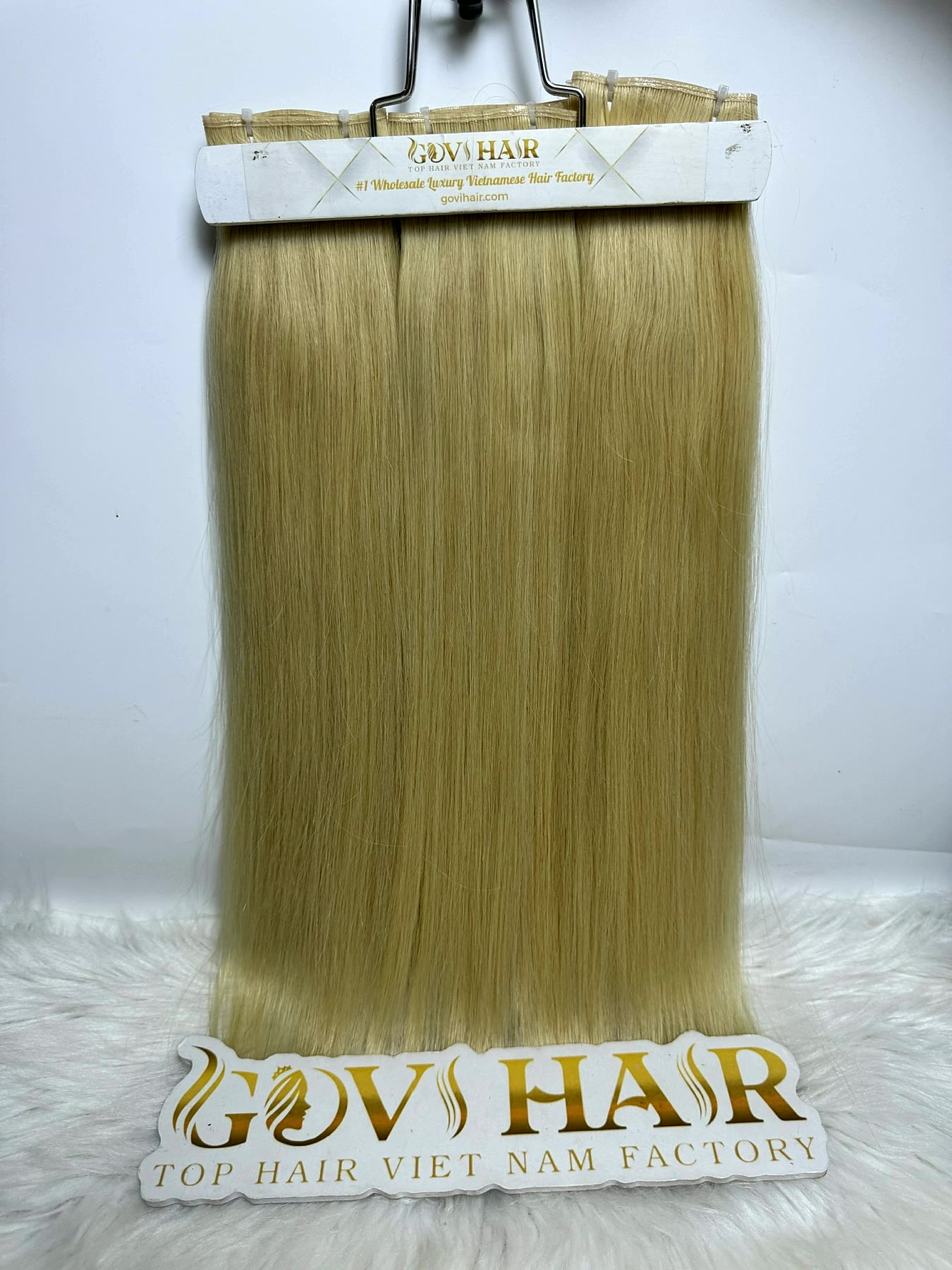 Genius Hair Wefts 16 Inch #613 Blonde Bone Straight Raw Vietnamese Hair 2 Genius hair wefts #613 blonde on hanger