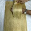 Genius Hair Wefts 16 Inch #613 Blonde Bone Straight Raw Vietnamese Hair 6 Genius hair wefts #613 blonde held by hand