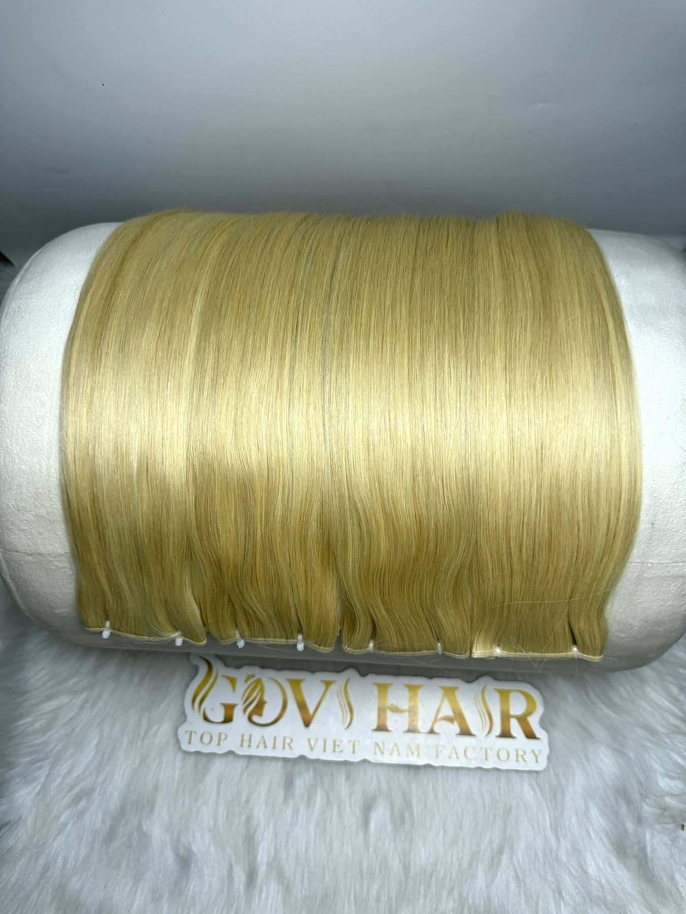 Genius Hair Wefts 16 Inch #613 Blonde Bone Straight Raw Vietnamese Hair 3 Genius hair wefts #613 blonde on roller